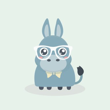 Şirin eşek karikatür pastel arka plan üzerinde.