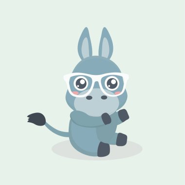 Şirin eşek karikatür pastel arka plan üzerinde.