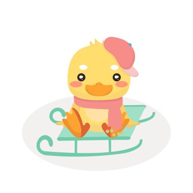 Beyaz arka plan üzerinde çizgi film yavru ördek.