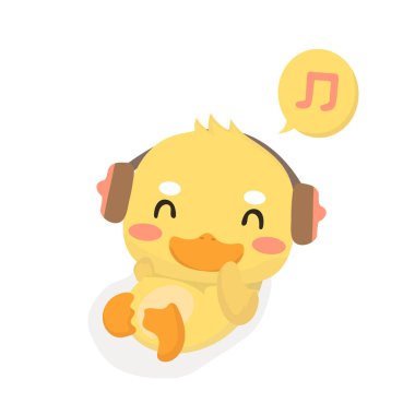 Beyaz arka plan üzerinde çizgi film yavru ördek.