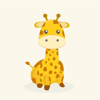 Sevimli Zürafa karikatür pastel arka plan üzerinde.