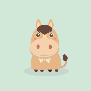 Pastel arka plan üzerinde sevimli at.