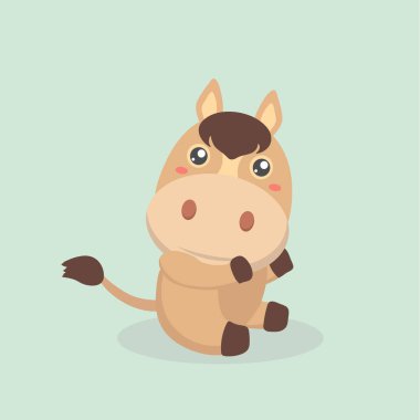 Pastel arka plan üzerinde sevimli at.