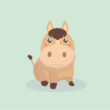 Pastel arka plan üzerinde sevimli at.