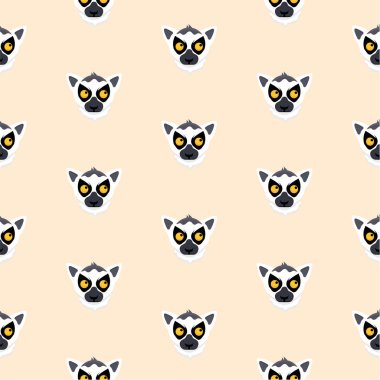 Sevimli çizgi ring-tailed lemur ile Seamless modeli.