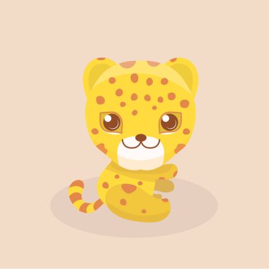 Şirin Safari leopar Cheetah vektör çizim.