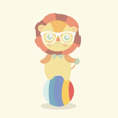 sevimli aslan çizgi film, tişört tasarım vektör çizim ormanın kralı