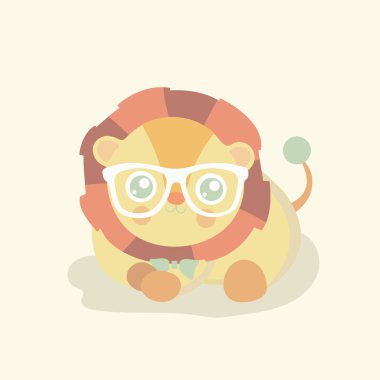 sevimli aslan çizgi film, tişört tasarım vektör çizim ormanın kralı