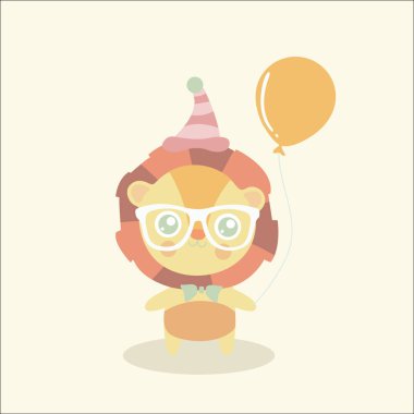 sevimli aslan çizgi film, tişört tasarım vektör çizim ormanın kralı