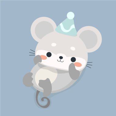 Pastel arka plan üzerinde sevimli fare çizgi film.