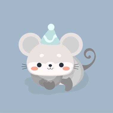 Pastel arka plan üzerinde sevimli fare çizgi film.