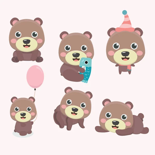 İllüstrasyonlar ayılar ile kümesi. Farklı pozlar.