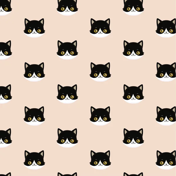 Seamless Pattern of Black Heads of Cats.