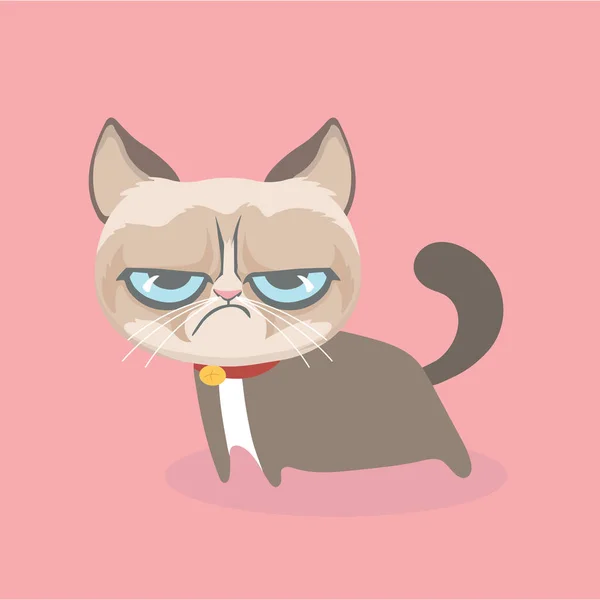 Cute Grumpy Cat Vector Illustration — Stock Vector