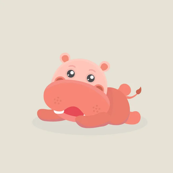 Hippopotame Drôle Mignon Sur Fond Pastel — Image vectorielle