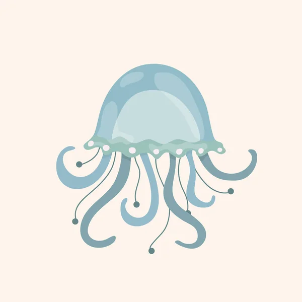 Cute Cartoon Jellyfish Character — Stock Vector