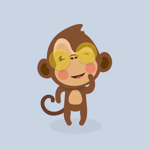 Cute Monkey Cartoon Pastel Background — Stock Vector