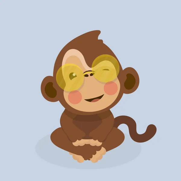 Cute Monkey Cartoon Pastel Background — Stock Vector