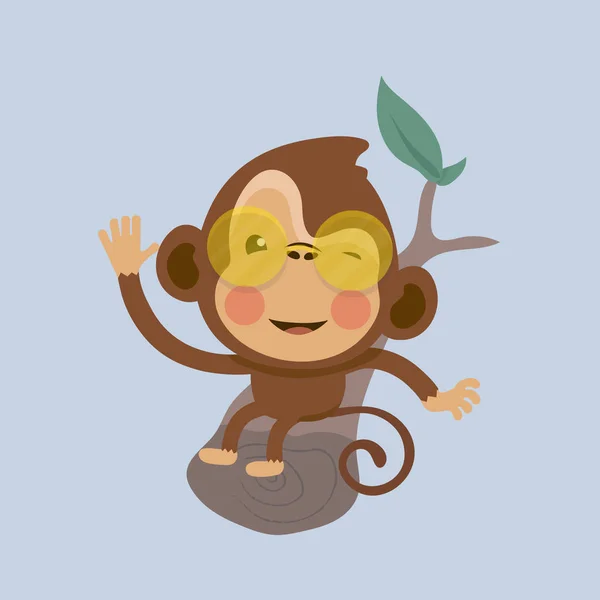 Desenhos Animados Bonito Macaco Fundo Pastel —  Vetores de Stock