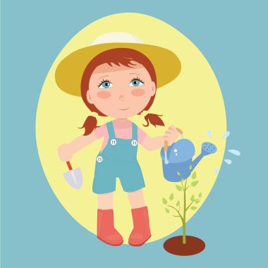 Şirin kız vektör illüstrasyonu.