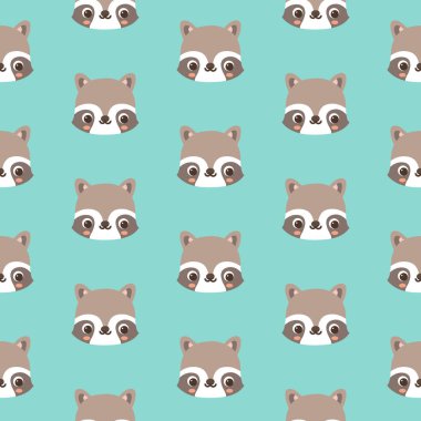 Doodle rakunlar yüz desenle; hayvan vektör seamless modeli