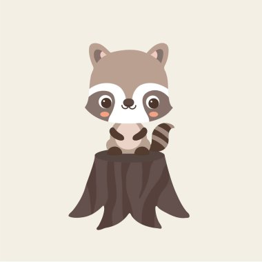 Pastel arka plan üzerinde şirin rakun.