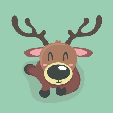 En mutlu yağmur geyik pastel arka plan üzerinde.