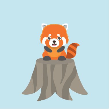 Red panda karikatür tarzı pastel arka plan üzerinde vektör çizim.