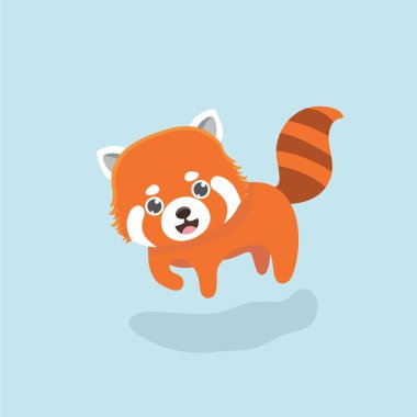Red panda karikatür tarzı pastel arka plan üzerinde vektör çizim.