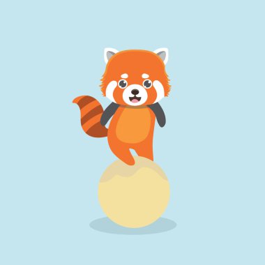Red panda karikatür tarzı pastel arka plan üzerinde vektör çizim.