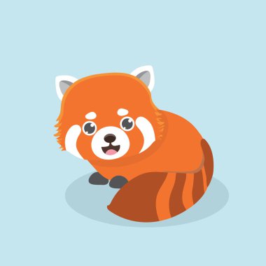 Red panda karikatür tarzı pastel arka plan üzerinde vektör çizim.