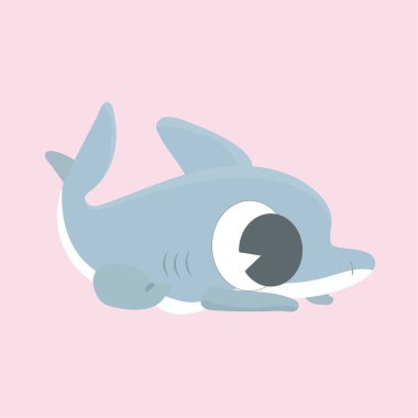 Köpekbalığı vektör çizim pastel arka plan üzerinde çizgi film.