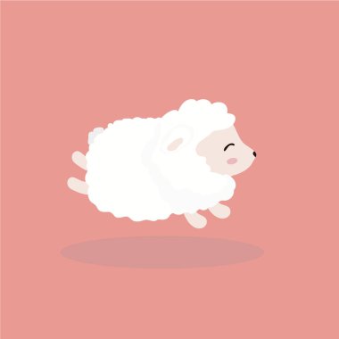 Pastel arka plan üzerinde düz stil şirin koyun.