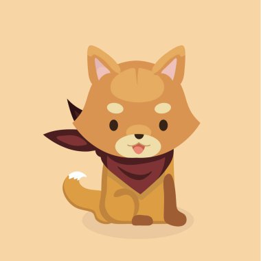 Shiba Inu köpek pastel arka plan üzerinde vektör çizim.