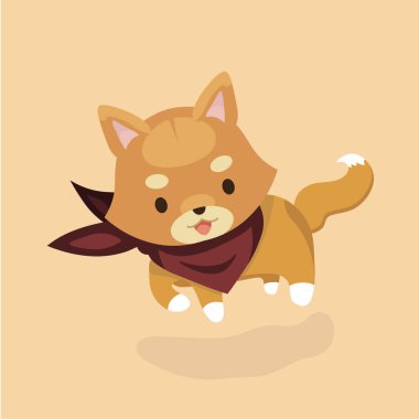 Shiba Inu köpek pastel arka plan üzerinde vektör çizim.