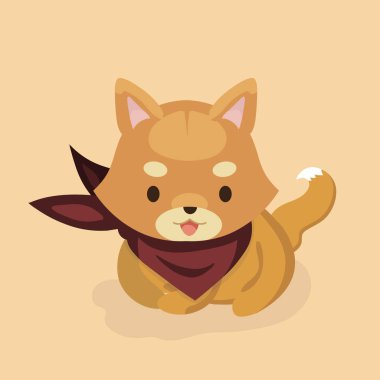 Shiba Inu köpek pastel arka plan üzerinde vektör çizim.