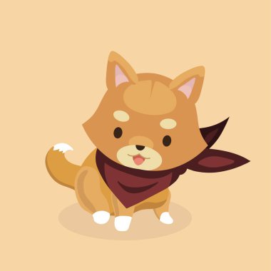 Shiba Inu köpek pastel arka plan üzerinde vektör çizim.