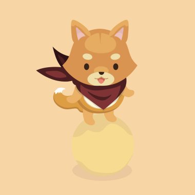 Shiba Inu köpek pastel arka plan üzerinde vektör çizim.