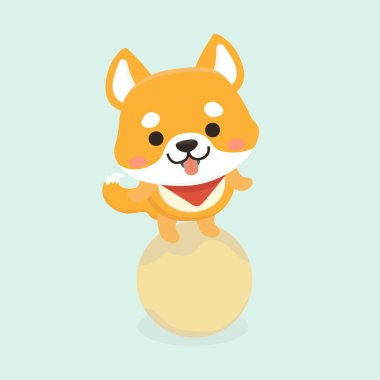 Shiba Inu köpek pastel arka plan üzerinde vektör çizim.