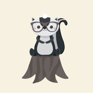 Pastel arka plan üzerinde küçük komik kokarca.