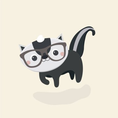 Pastel arka plan üzerinde küçük komik kokarca.