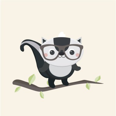 Pastel arka plan üzerinde küçük komik kokarca.