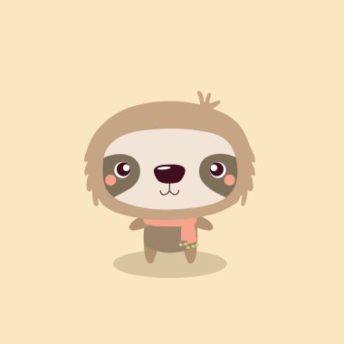 Karikatür çizim komik ve sevimli tembellik pastel arka plan üzerinde.