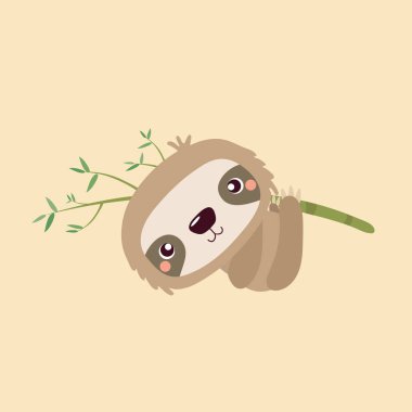 Karikatür çizim komik ve sevimli tembellik pastel arka plan üzerinde.