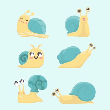 Cartoon snail vector set. clipart