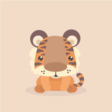 Pastel arka plan üzerinde şirin küçük kaplan.