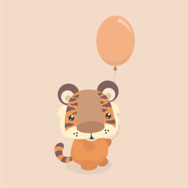 Pastel arka plan üzerinde şirin küçük kaplan.