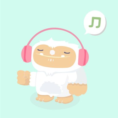 Pastel arka plan üzerinde şirin yeti.