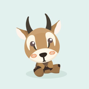 Sevimli çizgi antilop pastel arka plan üzerinde.