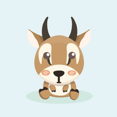 Sevimli çizgi antilop pastel arka plan üzerinde.